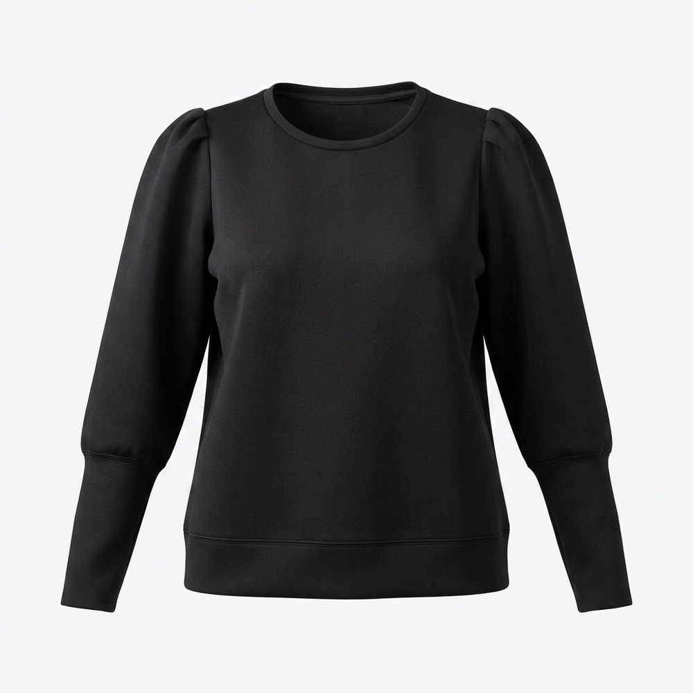 Stella & Dot Black Soft Scuba Puff Shoulder Sweatshirt XL Pullover Top